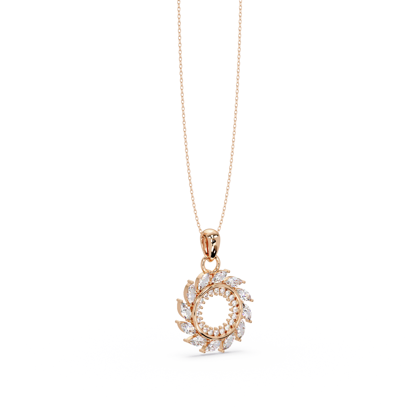 Marquise Lab Grown Diamond Swirl Circle Pendant - HIGHCARAT DIAMONDS