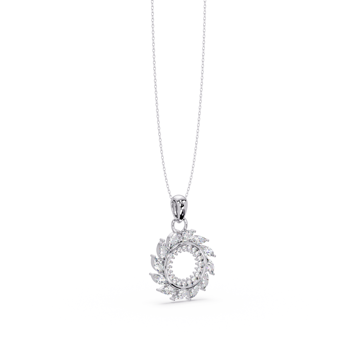 Marquise Lab Grown Diamond Swirl Circle Pendant - HIGHCARAT DIAMONDS