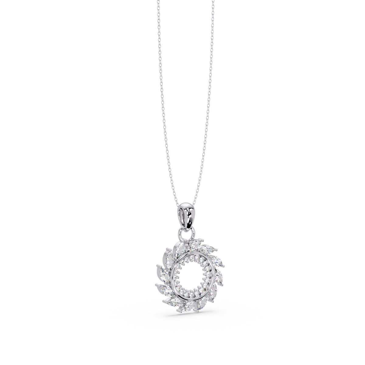Marquise Lab Grown Diamond Swirl Circle Pendant - HIGHCARAT DIAMONDS