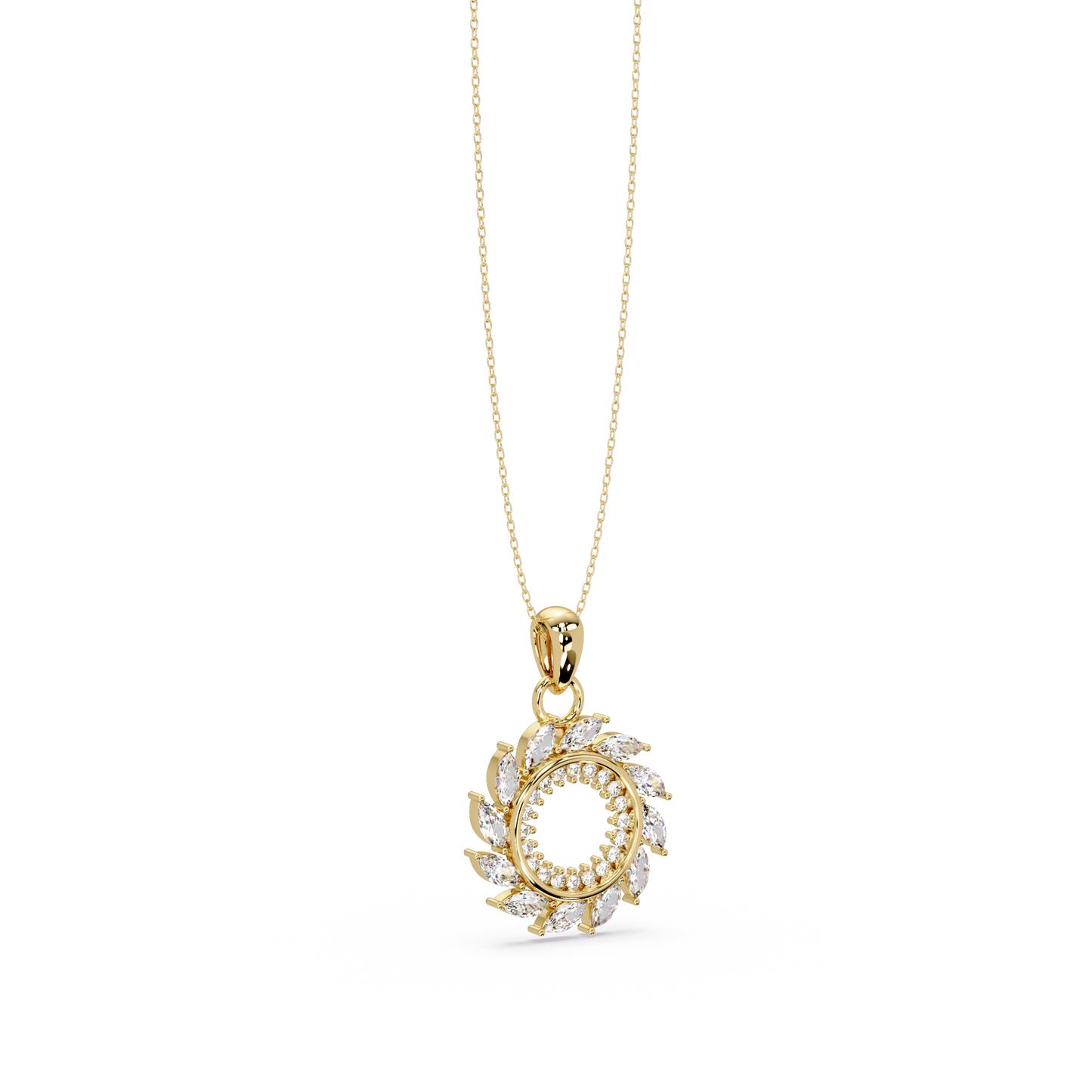 Marquise Lab Grown Diamond Swirl Circle Pendant - HIGHCARAT DIAMONDS