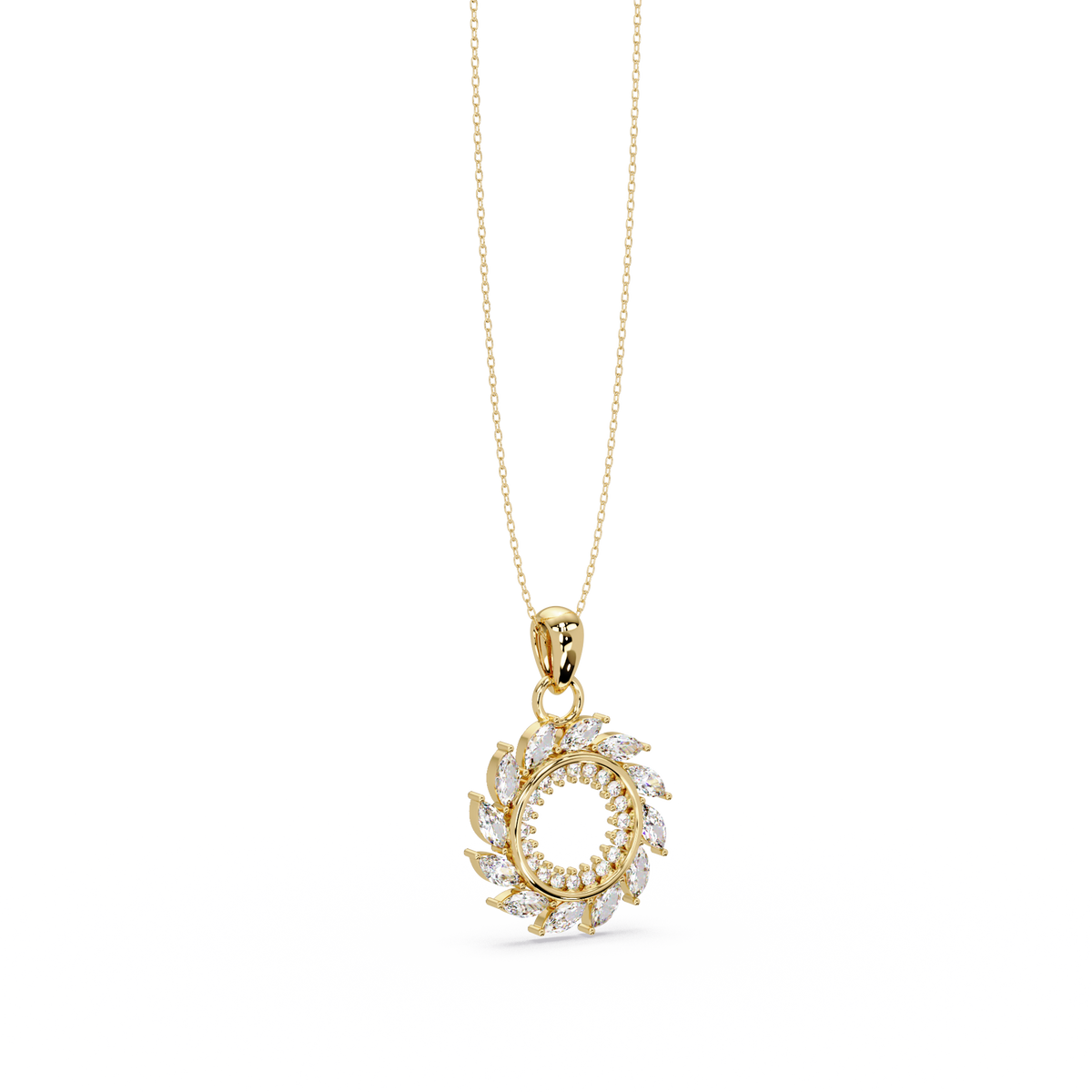 Marquise Lab Grown Diamond Swirl Circle Pendant - HIGHCARAT DIAMONDS