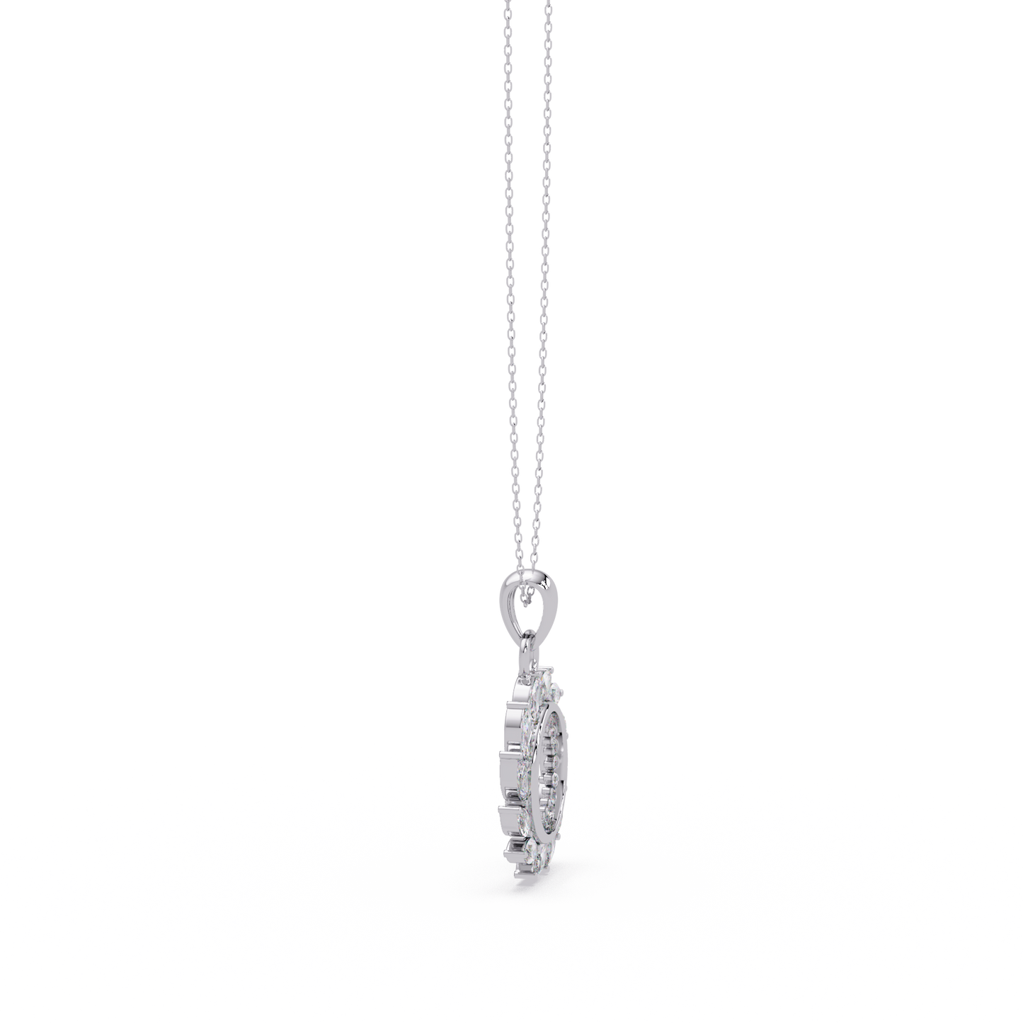 Marquise Lab Grown Diamond Swirl Circle Pendant - HIGHCARAT DIAMONDS