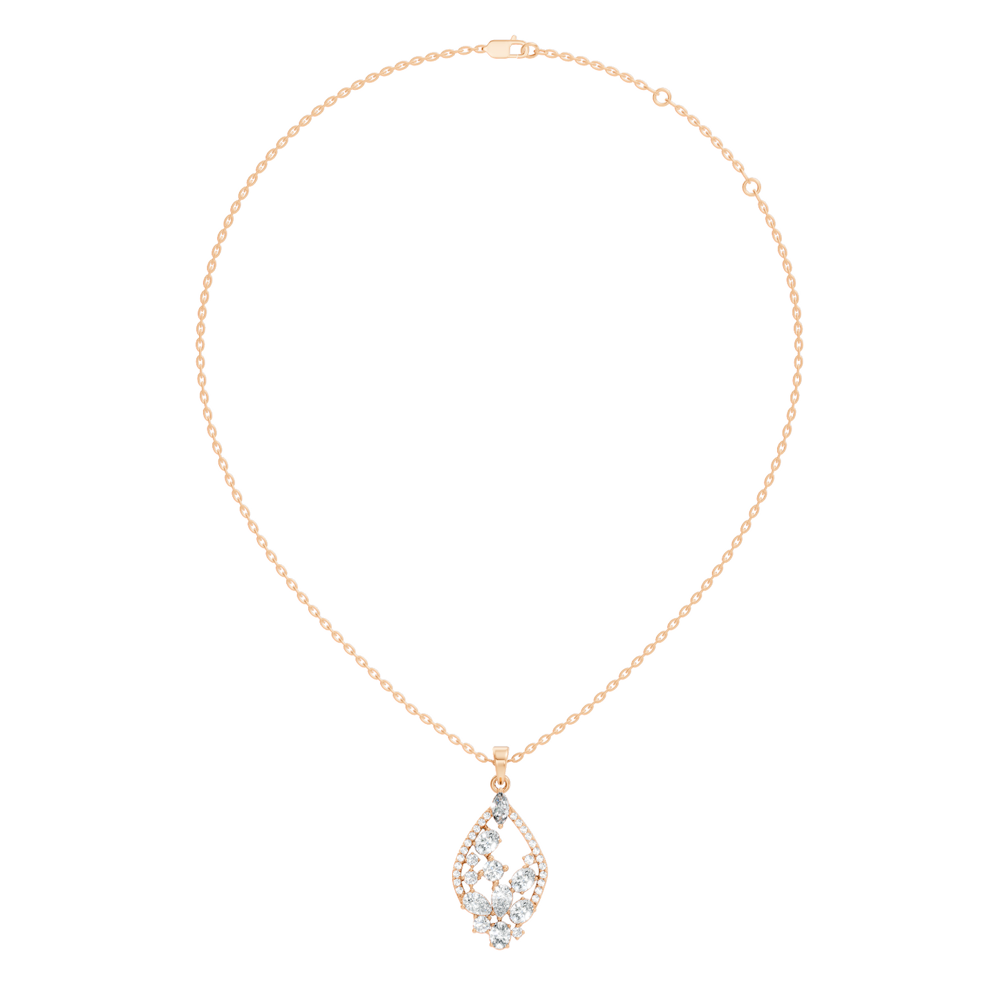 Marquise & Oval Cut Lab-Grown Diamond Pendant Teardrop Necklace In Elegant Jewelry Gift For Her
