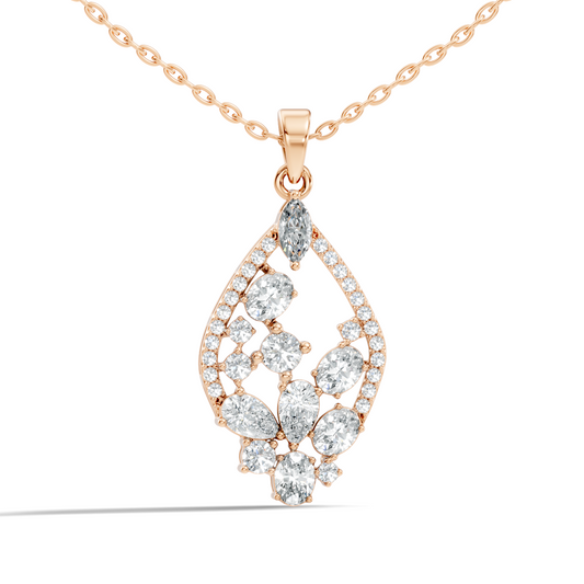Marquise & Oval Cut Lab-Grown Diamond Pendant Teardrop Necklace In Elegant Jewelry Gift For Her