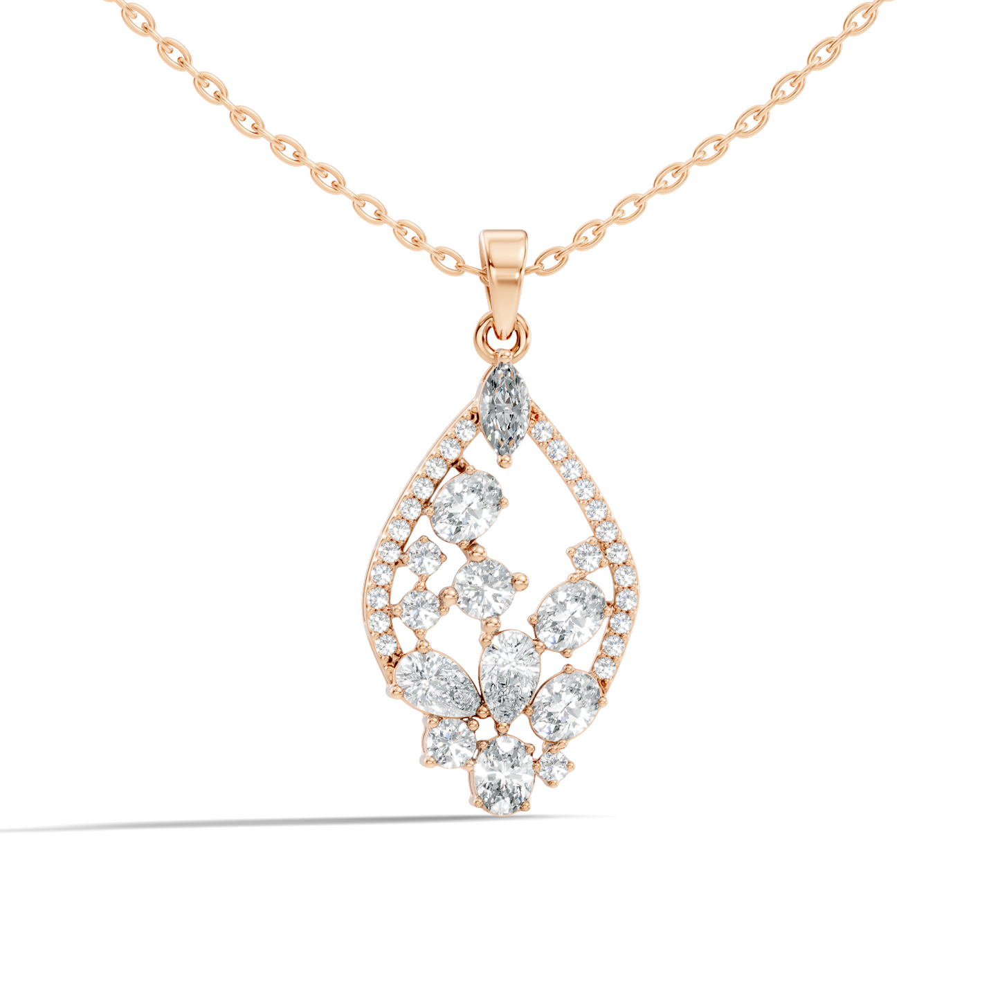 Marquise & Oval Cut Lab-Grown Diamond Pendant Teardrop Necklace In Elegant Jewelry Gift For Her