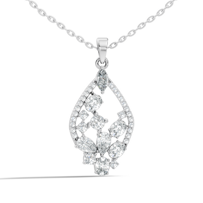 Marquise & Oval Cut Lab-Grown Diamond Pendant Teardrop Necklace In Elegant Jewelry Gift For Her