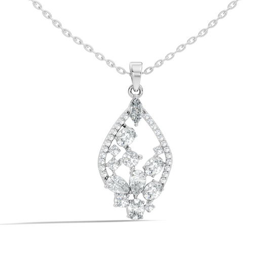 Marquise & Oval Cut Lab-Grown Diamond Pendant Teardrop Necklace In Elegant Jewelry Gift For Her