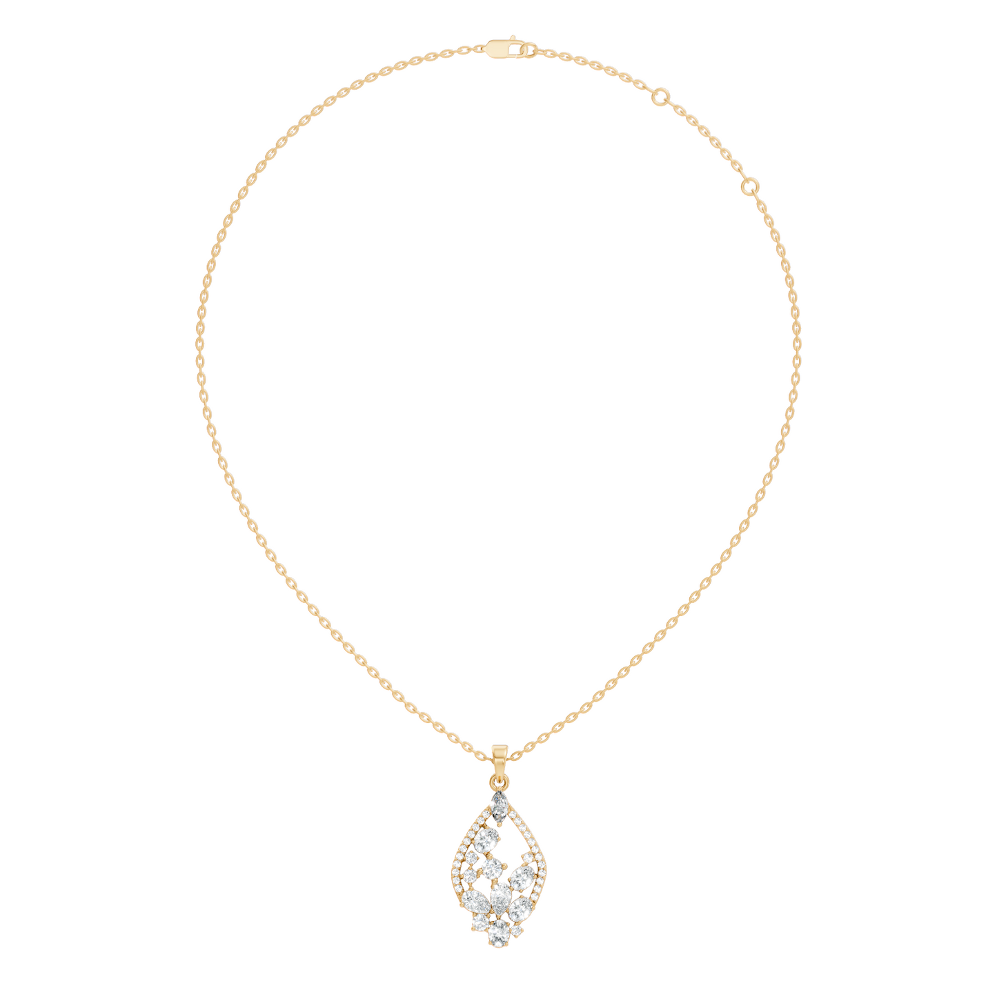 Marquise & Oval Cut Lab-Grown Diamond Pendant Teardrop Necklace In Elegant Jewelry Gift For Her