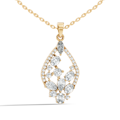 Marquise & Oval Cut Lab-Grown Diamond Pendant Teardrop Necklace In Elegant Jewelry Gift For Her