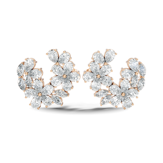 3.89 Ct Stunning Marquise And Pear Diamond Floral Stud Earrings Daliy Wear Earring For Women - HIGHCARAT DIAMONDS