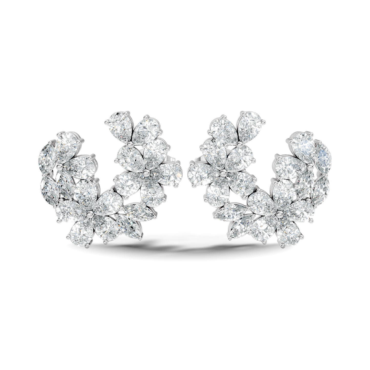 3.89 Ct Stunning Marquise And Pear Diamond Floral Stud Earrings Daliy Wear Earring For Women - HIGHCARAT DIAMONDS