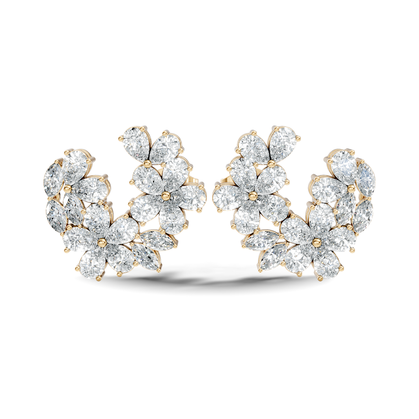 3.89 Ct Stunning Marquise And Pear Diamond Floral Stud Earrings Daliy Wear Earring For Women - HIGHCARAT DIAMONDS