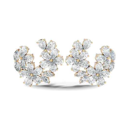 3.89 Ct Stunning Marquise And Pear Diamond Floral Stud Earrings Daliy Wear Earring For Women - HIGHCARAT DIAMONDS