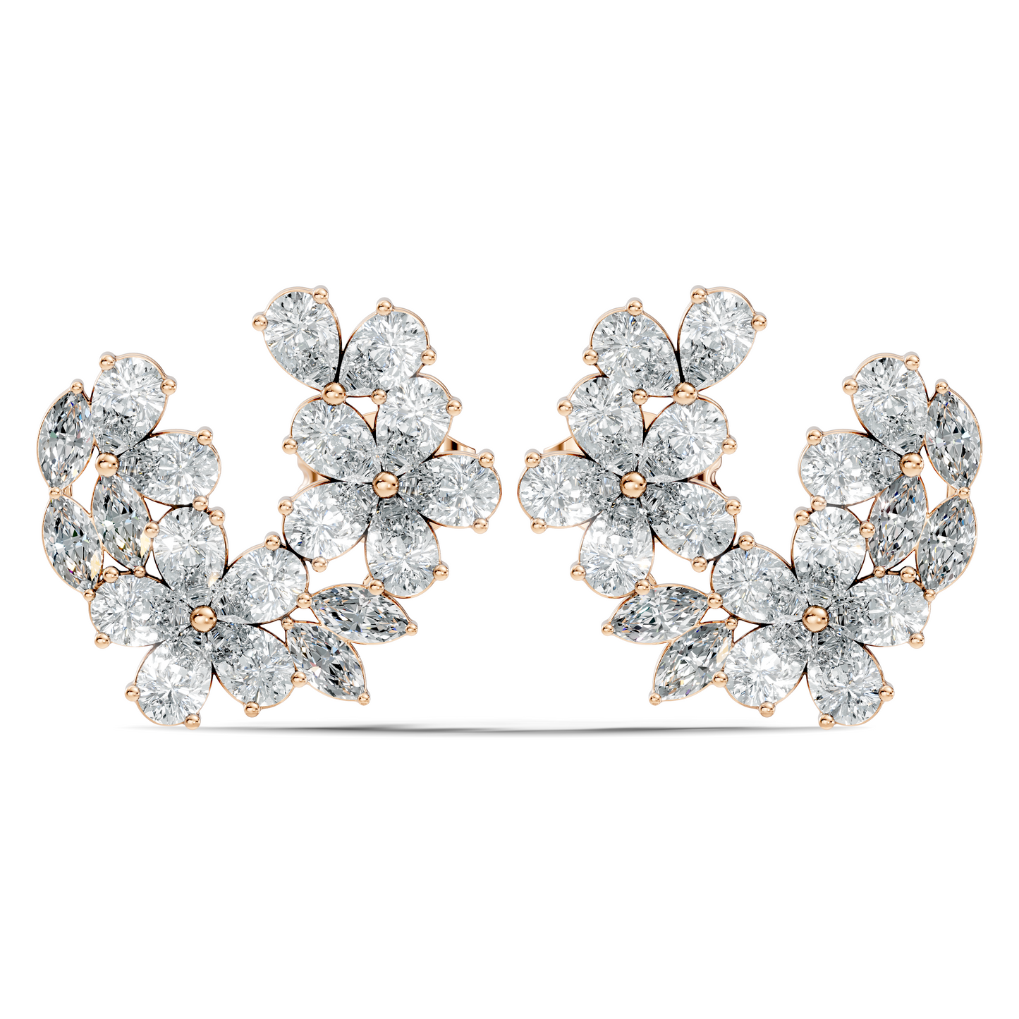 3.89 Ct Stunning Marquise And Pear Diamond Floral Stud Earrings Daliy Wear Earring For Women - HIGHCARAT DIAMONDS