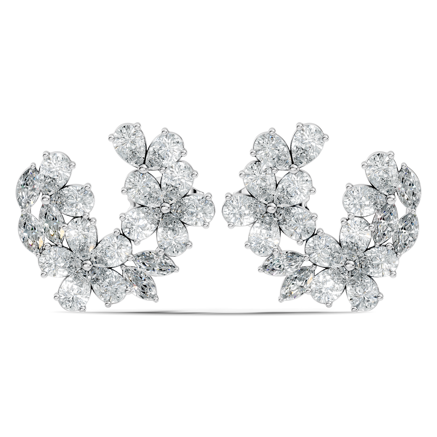 3.89 Ct Stunning Marquise And Pear Diamond Floral Stud Earrings Daliy Wear Earring For Women - HIGHCARAT DIAMONDS