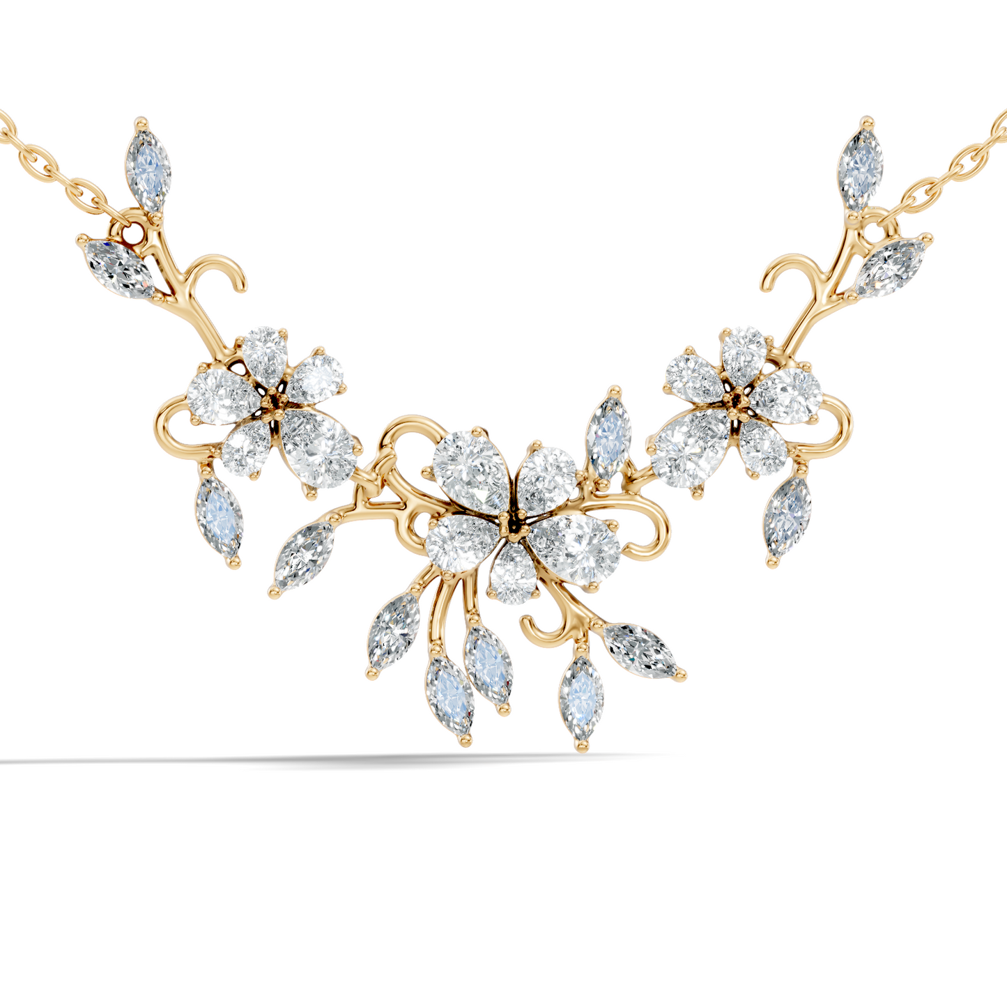 Round Cut Elegant Jewelry For Women New Pendant Natural Diamond Golden Blossom - HIGHCARAT DIAMONDS