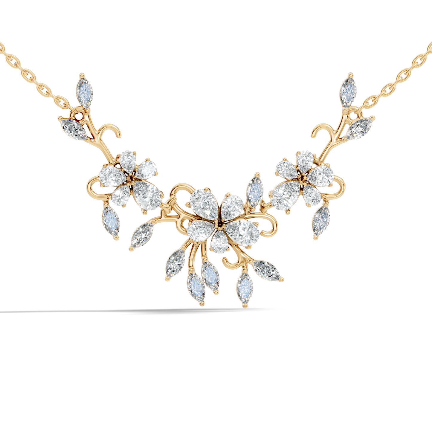 Round Cut Elegant Jewelry For Women New Pendant Natural Diamond Golden Blossom - HIGHCARAT DIAMONDS