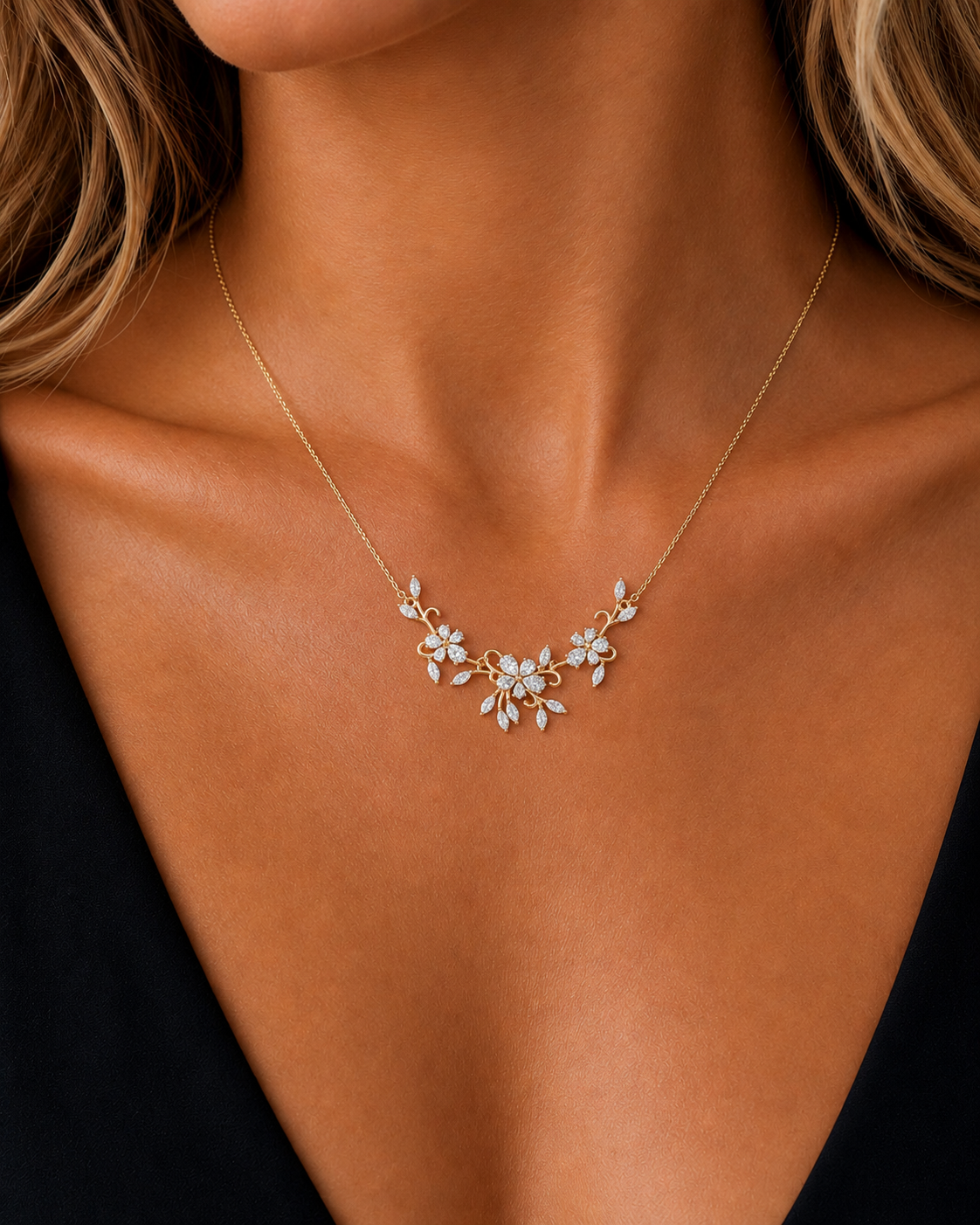 Marquise & Pear Prong Rose Gold Lab Grown Vintage Diamond Pendant - HIGHCARAT DIAMONDS