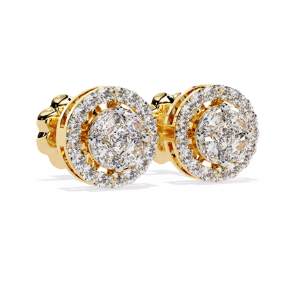 Marquise And Round Cut Diamond Halo Style Prong Set Statement Screw Back Stud Earring Annivrasry Gift - HIGHCARAT DIAMONDS