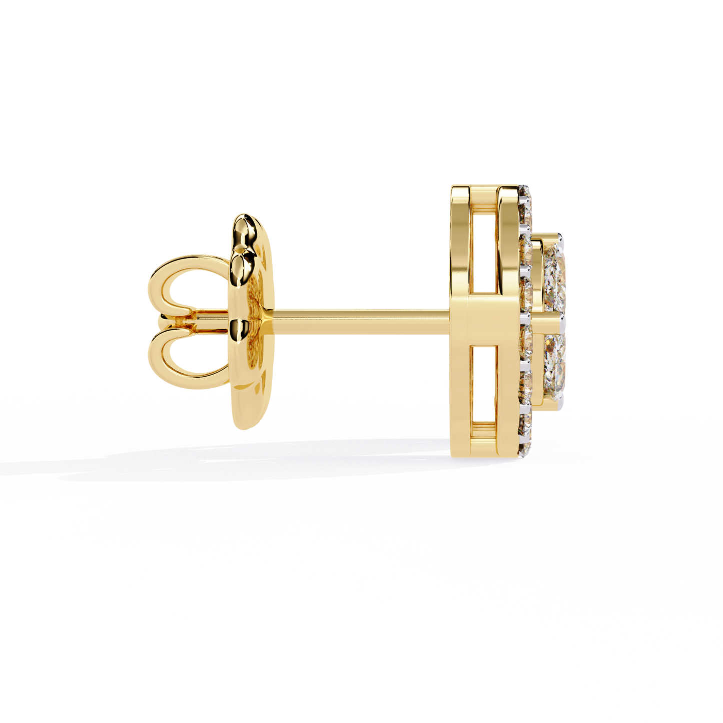 Marquise And Round Cut Diamond Halo Style Prong Set Statement Screw Back Stud Earring Annivrasry Gift - HIGHCARAT DIAMONDS