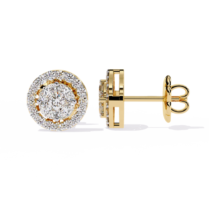 Marquise And Round Cut Diamond Halo Style Prong Set Statement Screw Back Stud Earring Annivrasry Gift - HIGHCARAT DIAMONDS