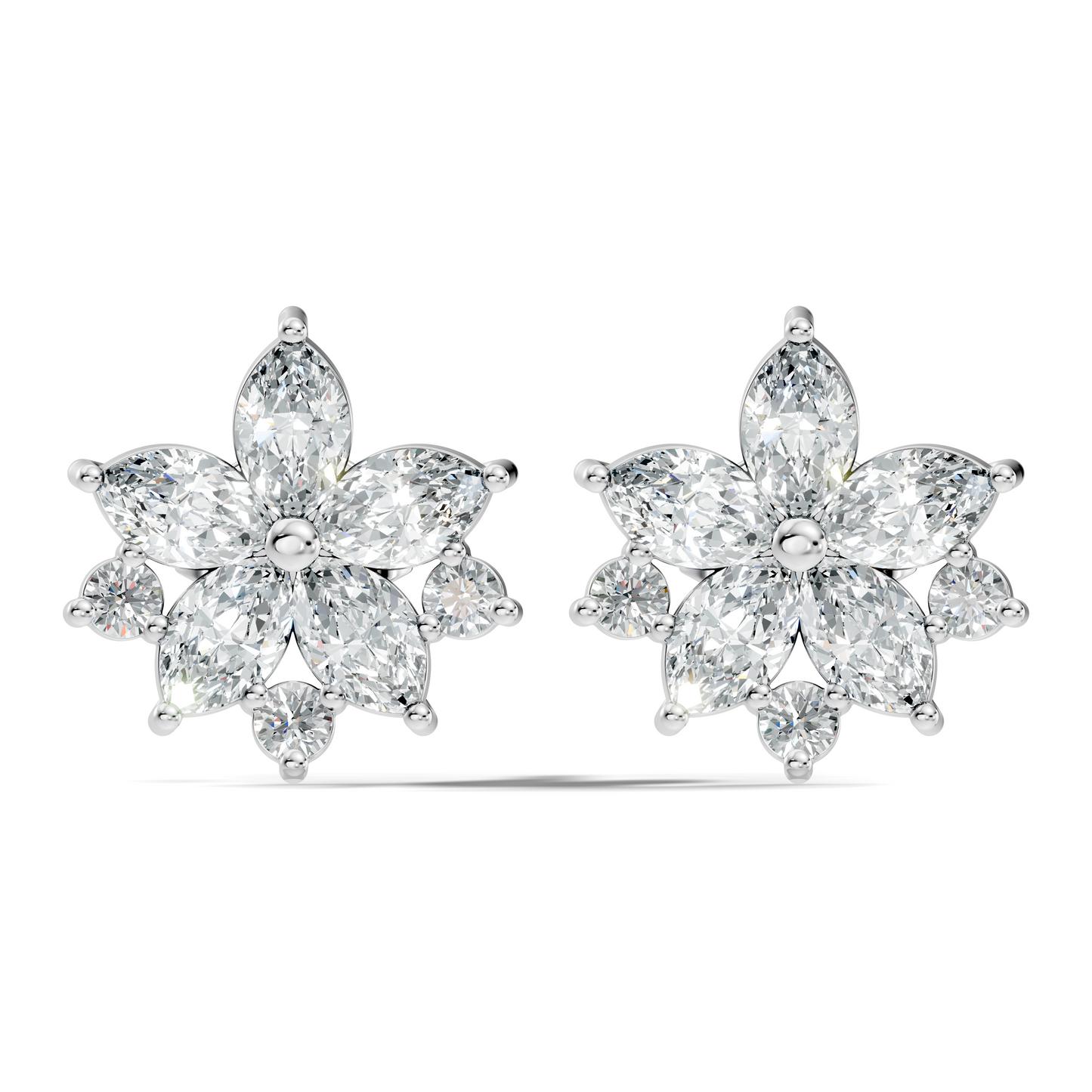 2.18 Ct Marquise & Round Shape Lab Grown Diamond New Unique Shinning Every Occasionally Wedding Earring - HIGHCARAT DIAMONDS