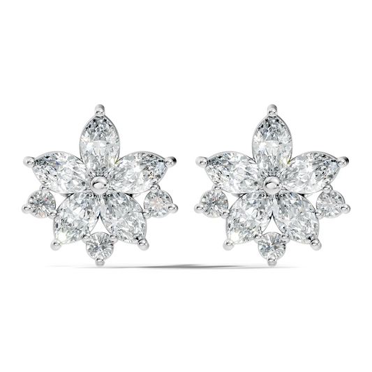 2.18 Ct Marquise & Round Shape Lab Grown Diamond New Unique Shinning Every Occasionally Wedding Earring - HIGHCARAT DIAMONDS