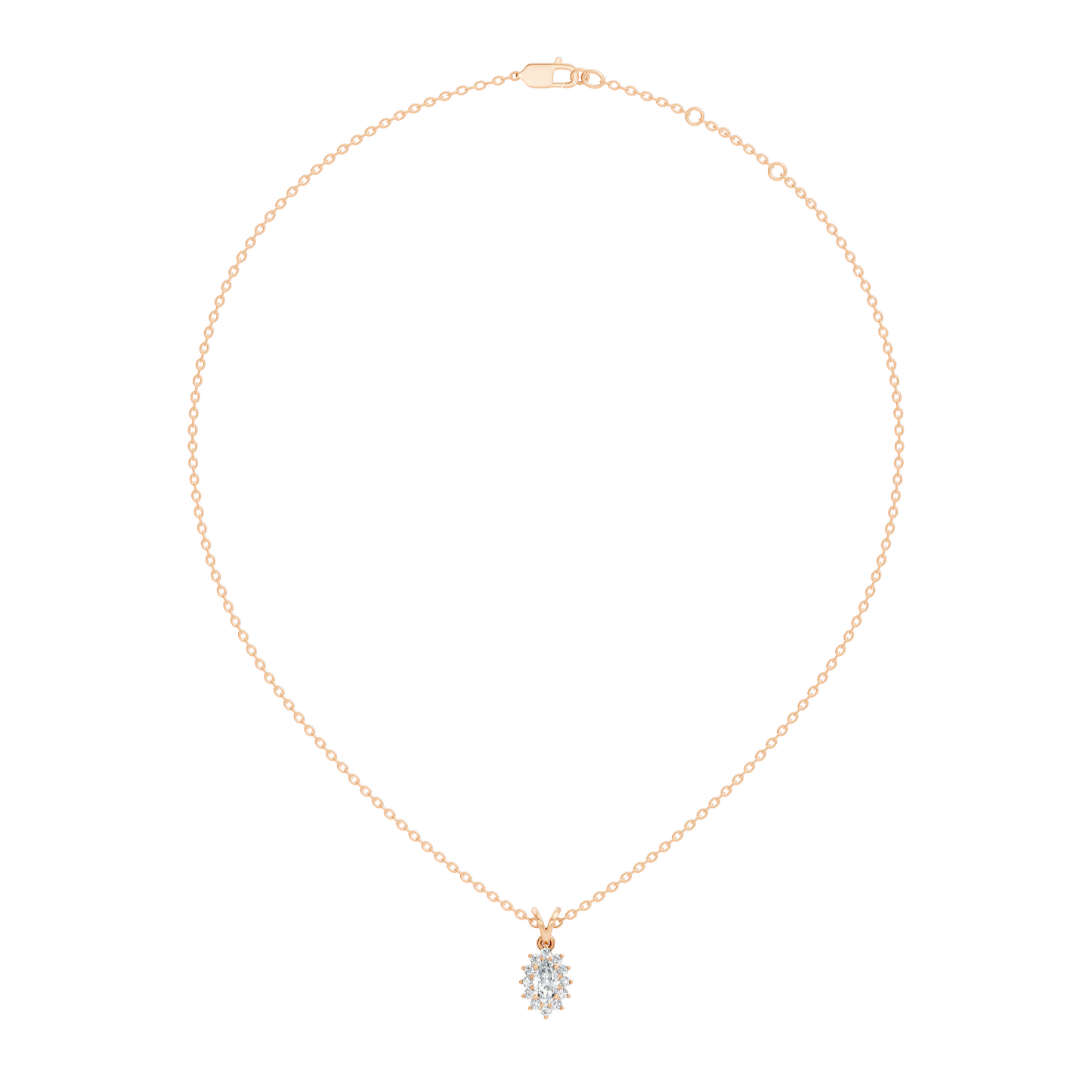 14K Solid Gold Vintage Halo Pendant with Marquise Cut Lab-Grown Diamond - HIGHCARAT DIAMONDS