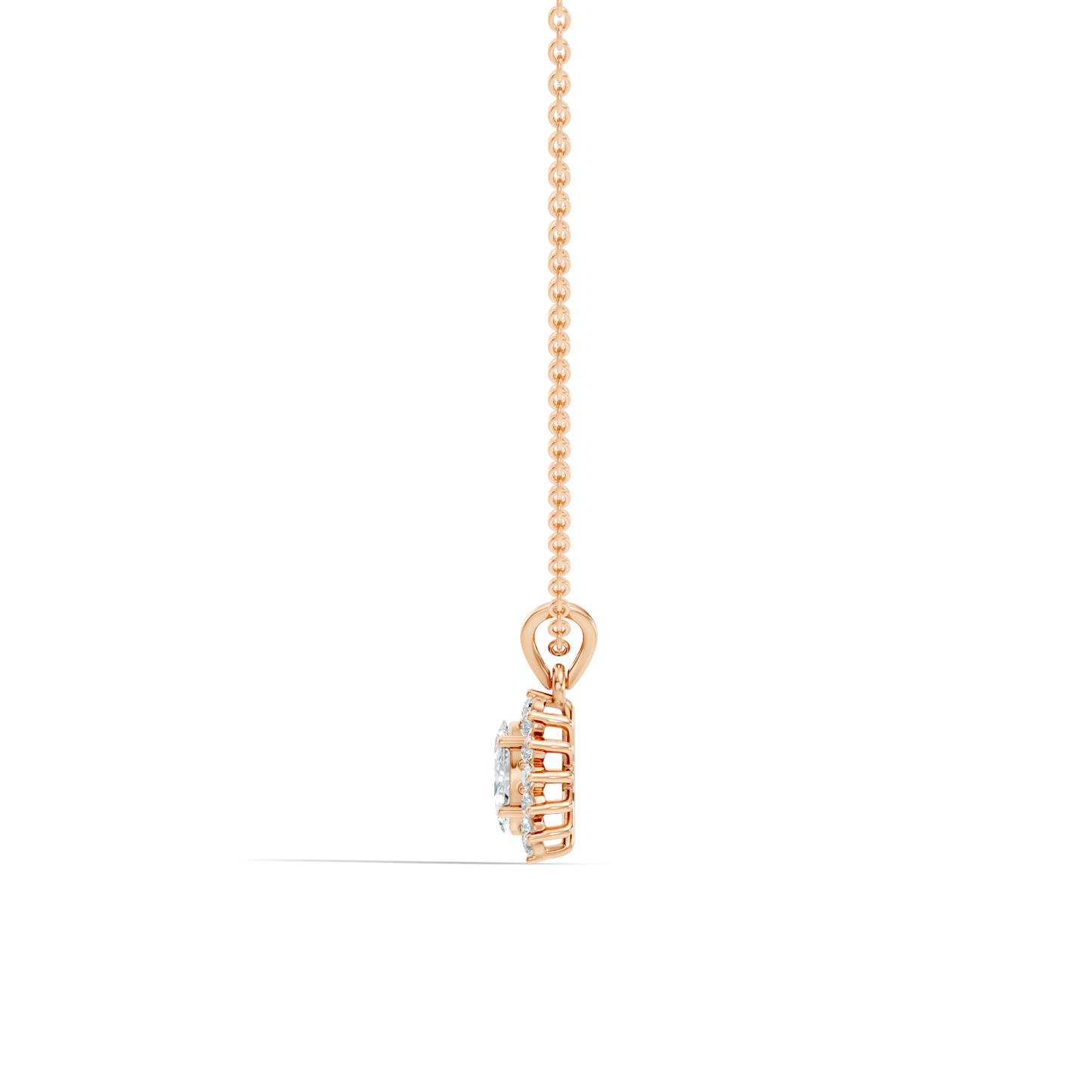 14K Solid Gold Vintage Halo Pendant with Marquise Cut Lab-Grown Diamond - HIGHCARAT DIAMONDS