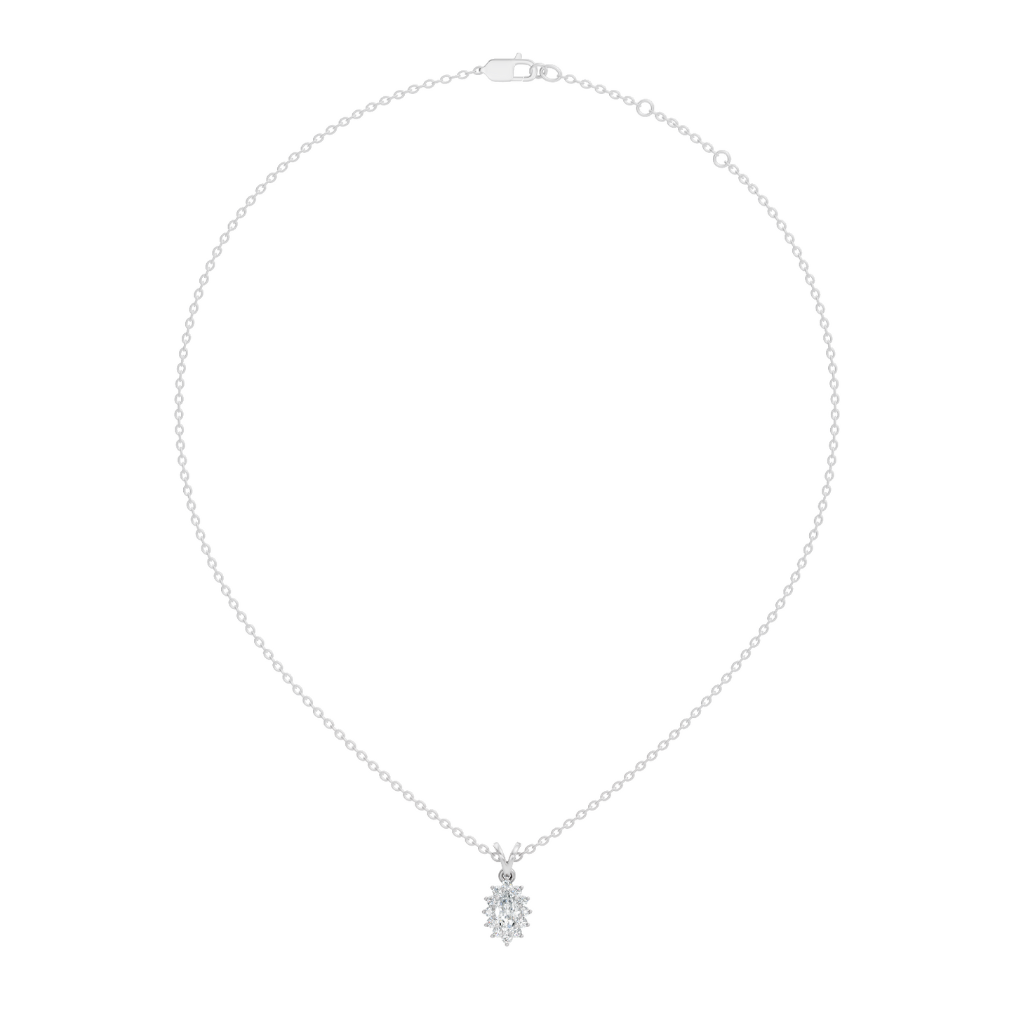 14K Solid Gold Vintage Halo Pendant with Marquise Cut Lab-Grown Diamond - HIGHCARAT DIAMONDS
