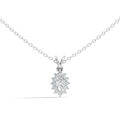 14K Solid Gold Vintage Halo Pendant with Marquise Cut Lab-Grown Diamond - HIGHCARAT DIAMONDS