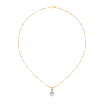 14K Solid Gold Vintage Halo Pendant with Marquise Cut Lab-Grown Diamond - HIGHCARAT DIAMONDS