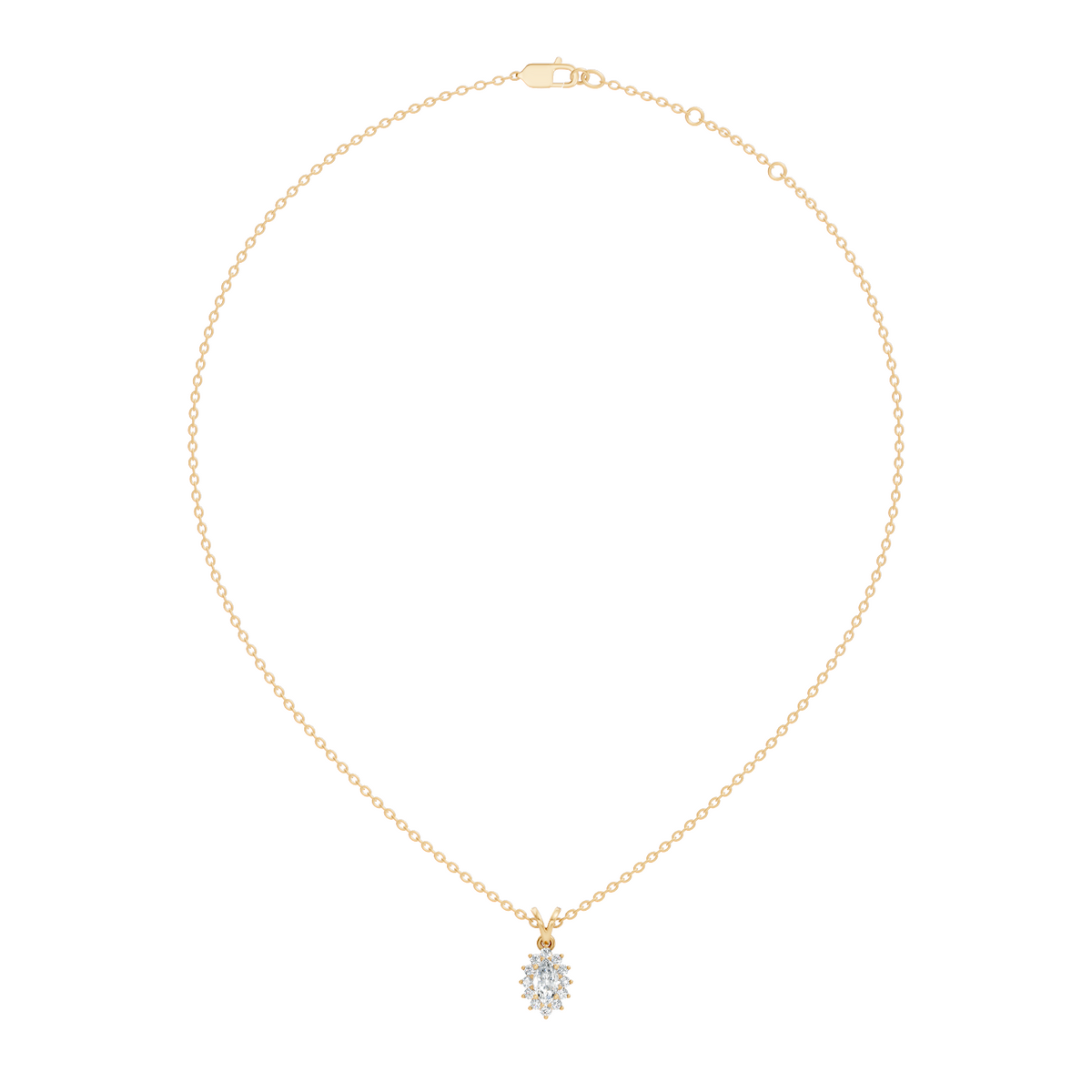14K Solid Gold Vintage Halo Pendant with Marquise Cut Lab-Grown Diamond - HIGHCARAT DIAMONDS