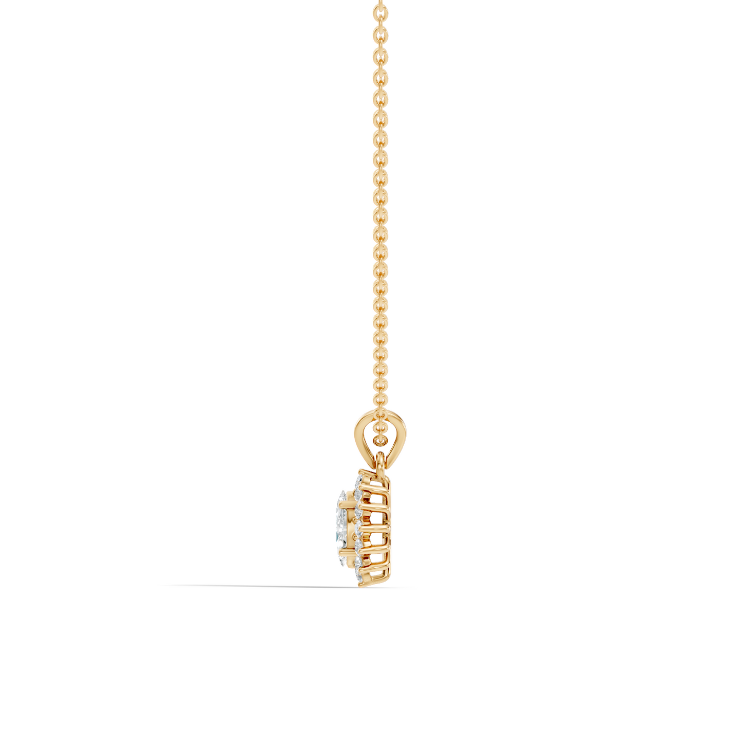 14K Solid Gold Vintage Halo Pendant with Marquise Cut Lab-Grown Diamond - HIGHCARAT DIAMONDS