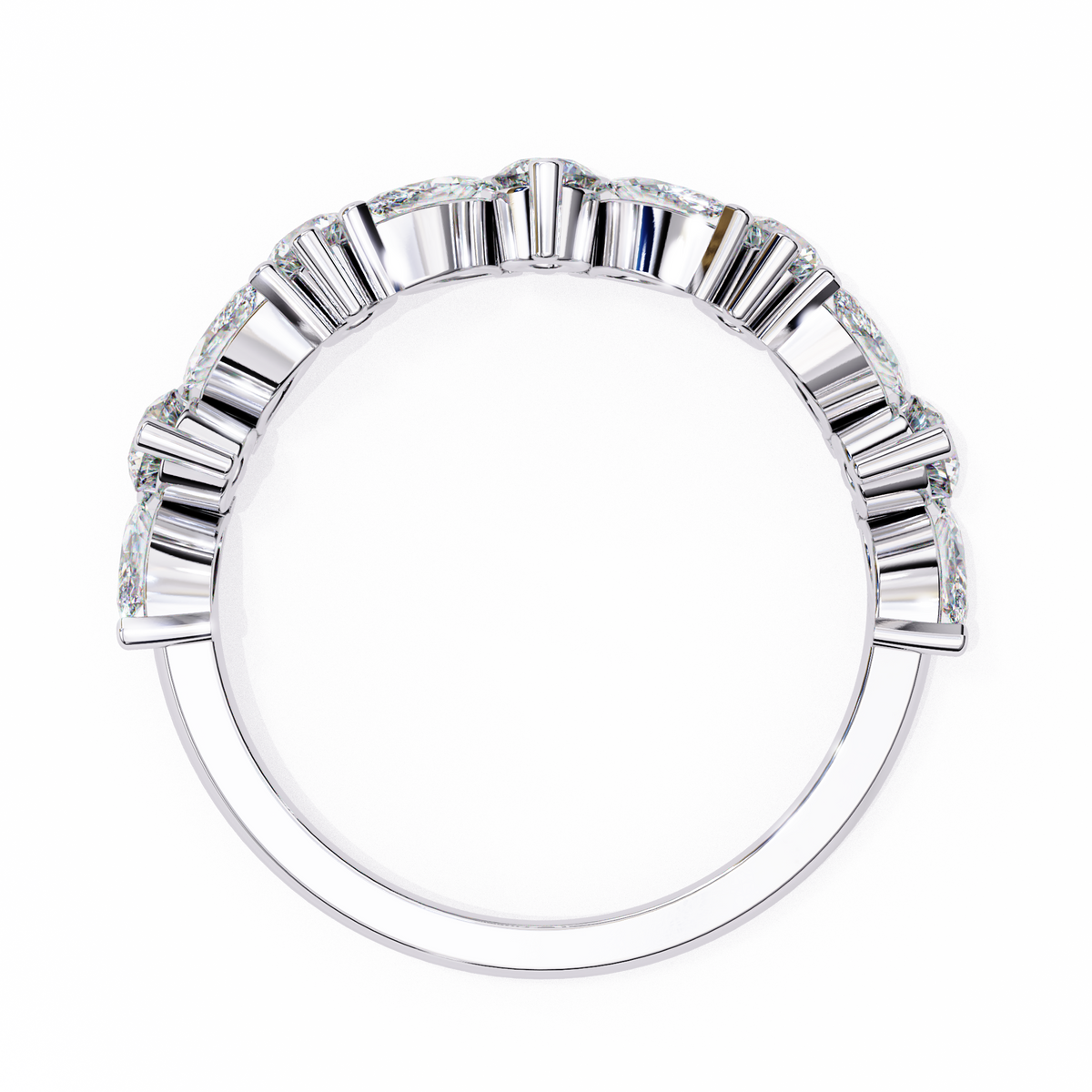 Marquise And Round Cut Diamond Half Eternity Elegance Antique Timeless Sparkling Engagement Band - HIGHCARAT DIAMONDS
