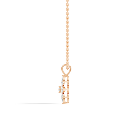 14k Solid Gold Round & Marquise shape Natural-Lab Grown Diamond Elegance Diamond Pendant - HIGHCARAT DIAMONDS