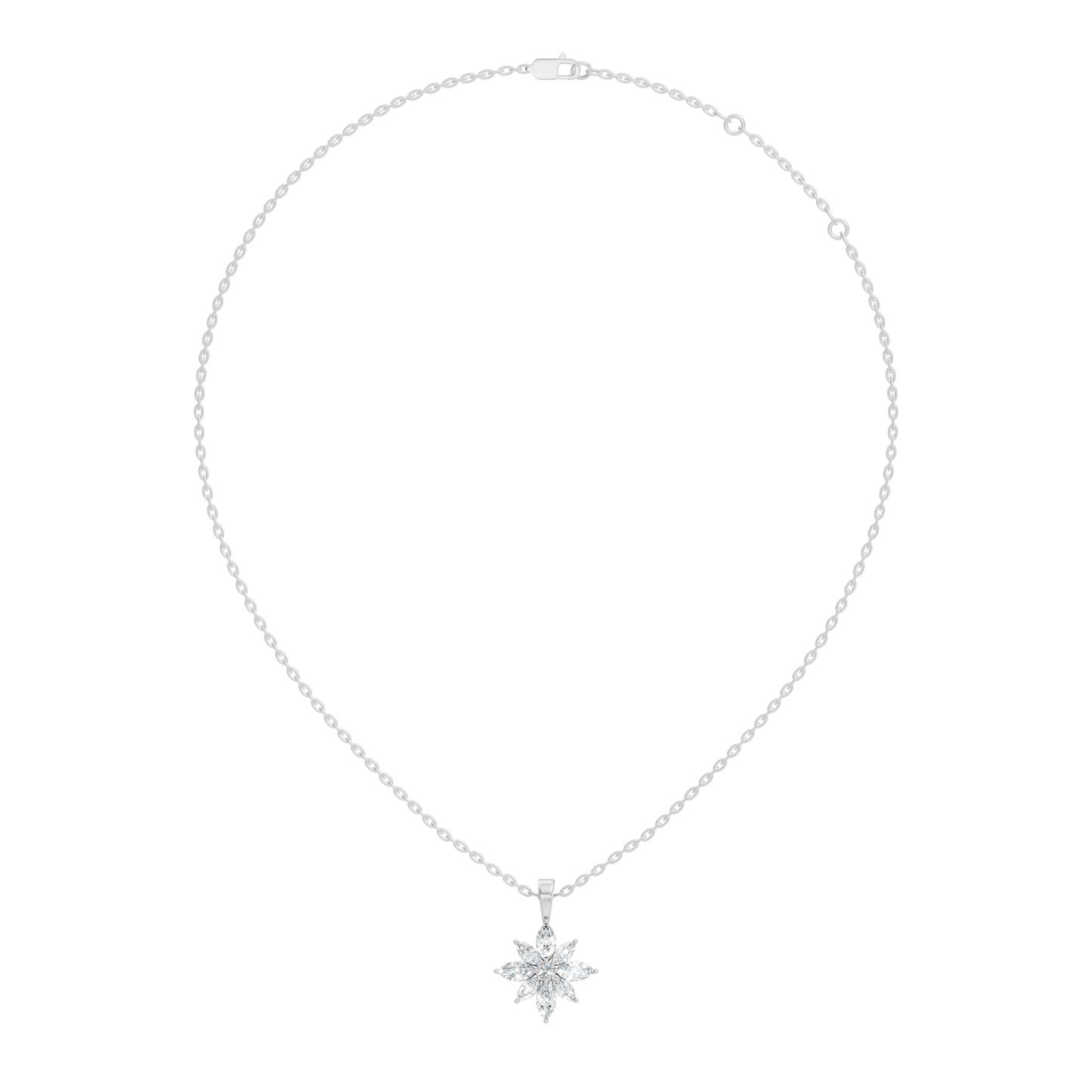 14k Solid Gold Round & Marquise shape Natural-Lab Grown Diamond Elegance Diamond Pendant - HIGHCARAT DIAMONDS