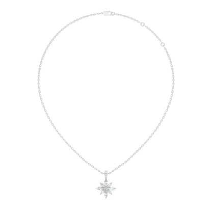 14k Solid Gold Round & Marquise shape Natural-Lab Grown Diamond Elegance Diamond Pendant - HIGHCARAT DIAMONDS