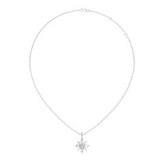 14k Solid Gold Round & Marquise shape Natural-Lab Grown Diamond Elegance Diamond Pendant - HIGHCARAT DIAMONDS