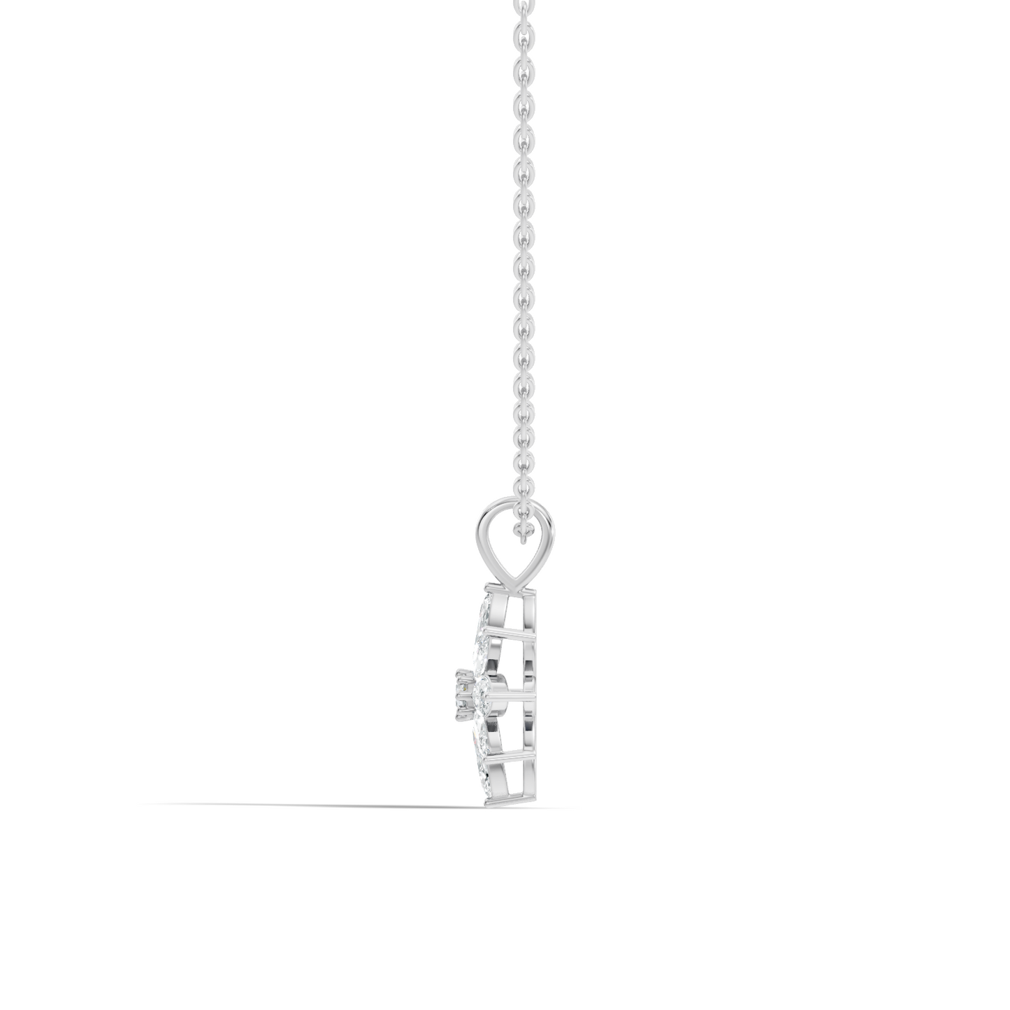 14k Solid Gold Round & Marquise shape Natural-Lab Grown Diamond Elegance Diamond Pendant - HIGHCARAT DIAMONDS