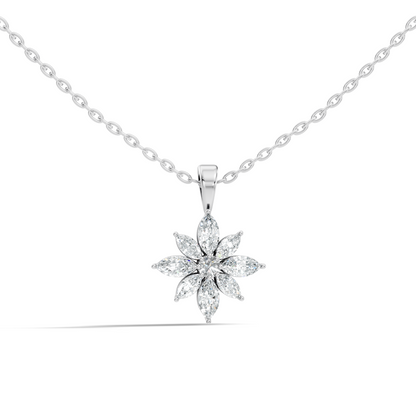 14k Solid Gold Round & Marquise shape Natural-Lab Grown Diamond Elegance Diamond Pendant - HIGHCARAT DIAMONDS