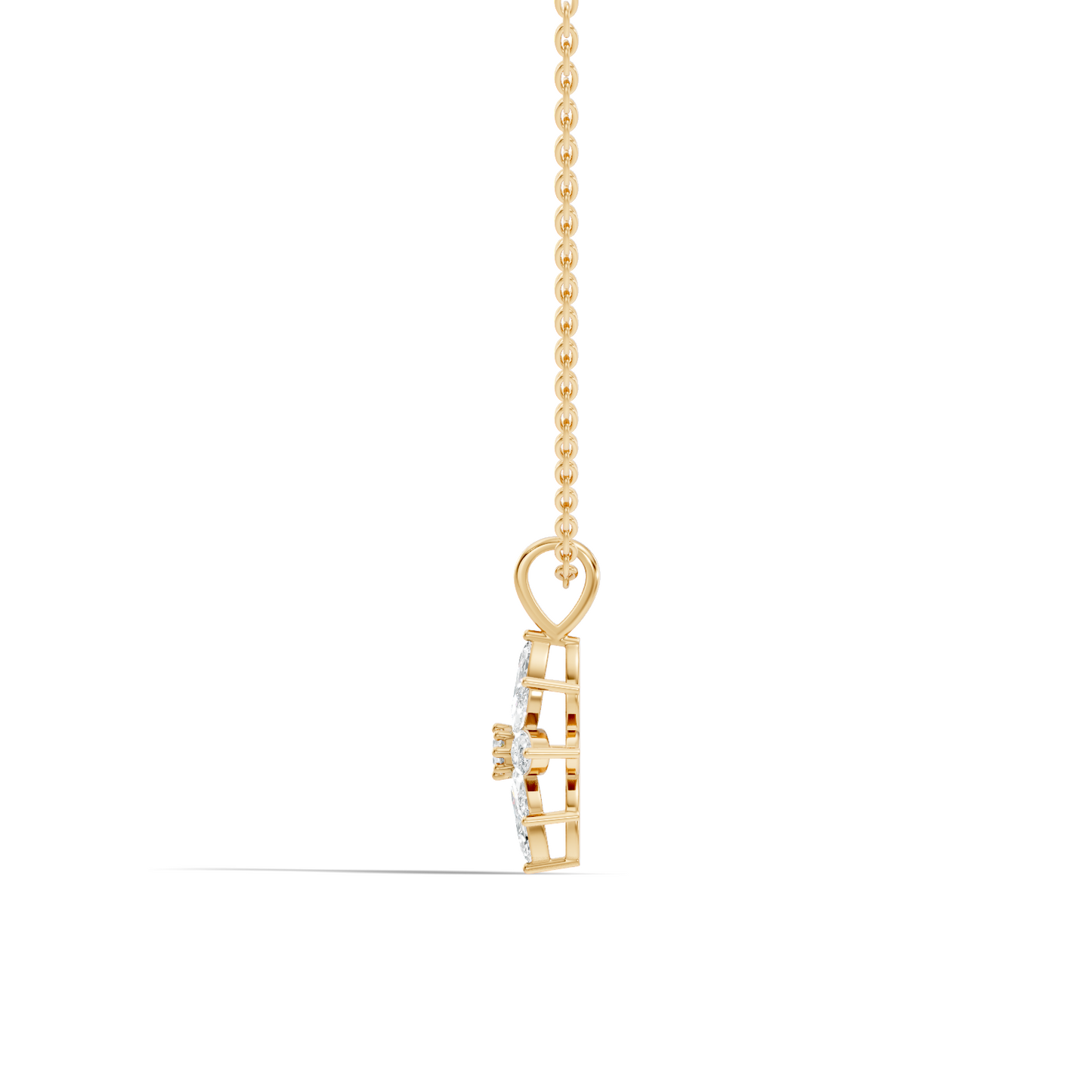 14k Solid Gold Round & Marquise shape Natural-Lab Grown Diamond Elegance Diamond Pendant - HIGHCARAT DIAMONDS