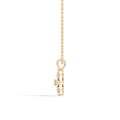 14k Solid Gold Round & Marquise shape Natural-Lab Grown Diamond Elegance Diamond Pendant - HIGHCARAT DIAMONDS