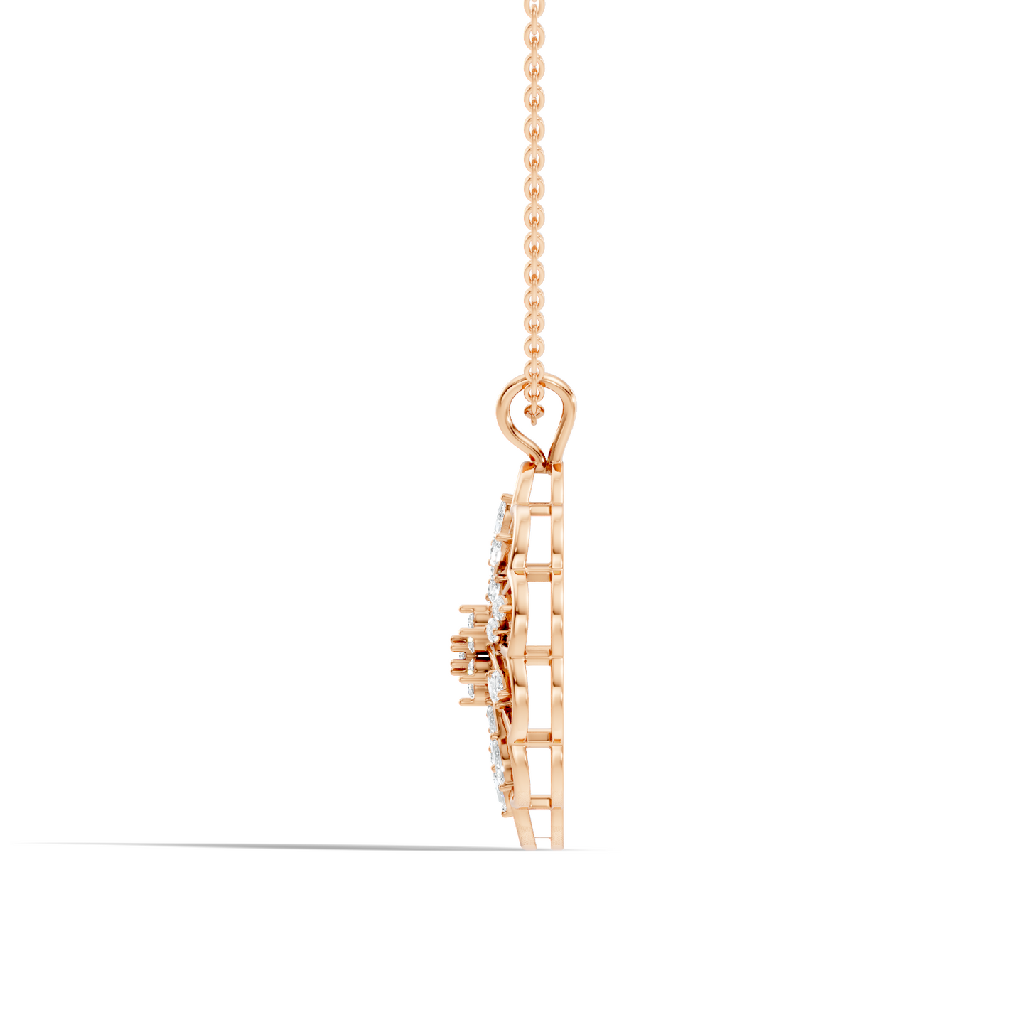 Elegant Vintage Pendant With Marquise & Round Cut Diamond Necklace For Anniversaries - HIGHCARAT DIAMONDS
