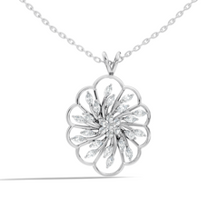 Elegant Vintage Pendant With Marquise & Round Cut Diamond Necklace For Anniversaries - HIGHCARAT DIAMONDS