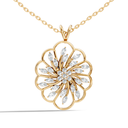 Elegant Vintage Pendant With Marquise & Round Cut Diamond Necklace For Anniversaries - HIGHCARAT DIAMONDS