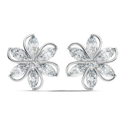 3.24 Ct Marquise & Round Shapes 10k Solid Rose Gold Lab Grown Diamond Classic New Earrings For Her - HIGHCARAT DIAMONDS