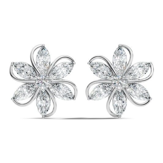 3.24 Ct Marquise & Round Shapes 10k Solid Rose Gold Lab Grown Diamond Classic New Earrings For Her - HIGHCARAT DIAMONDS