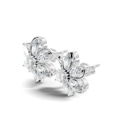 3.24 Ct Marquise & Round Shapes 10k Solid Rose Gold Lab Grown Diamond Classic New Earrings For Her - HIGHCARAT DIAMONDS