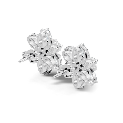 3.24 Ct Marquise & Round Shapes 10k Solid Rose Gold Lab Grown Diamond Classic New Earrings For Her - HIGHCARAT DIAMONDS